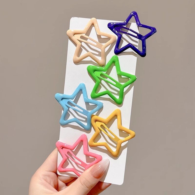 Pinza bb de color dopamina para niños cabello roto estrella de cinco puntas horquilla para niñas que no lastima el cabello, pinza para el cabello con flequillo para bebés, accesorios para el cabello lindos