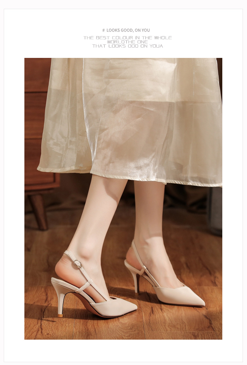 7755D Front Wrap Back Open Sandals Thin Heel High Heels Commuting Versatile Style High-end Professional Women's Shoes_voghion.com