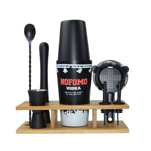 Cross Border Hot Selling American Stainless Steel Cocktail suit Boston Shaker Bar Tools Bamboo Stand Base