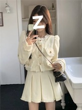 小香风套装裙两件套短款西装外套半身裙2025春新款小香风套装女