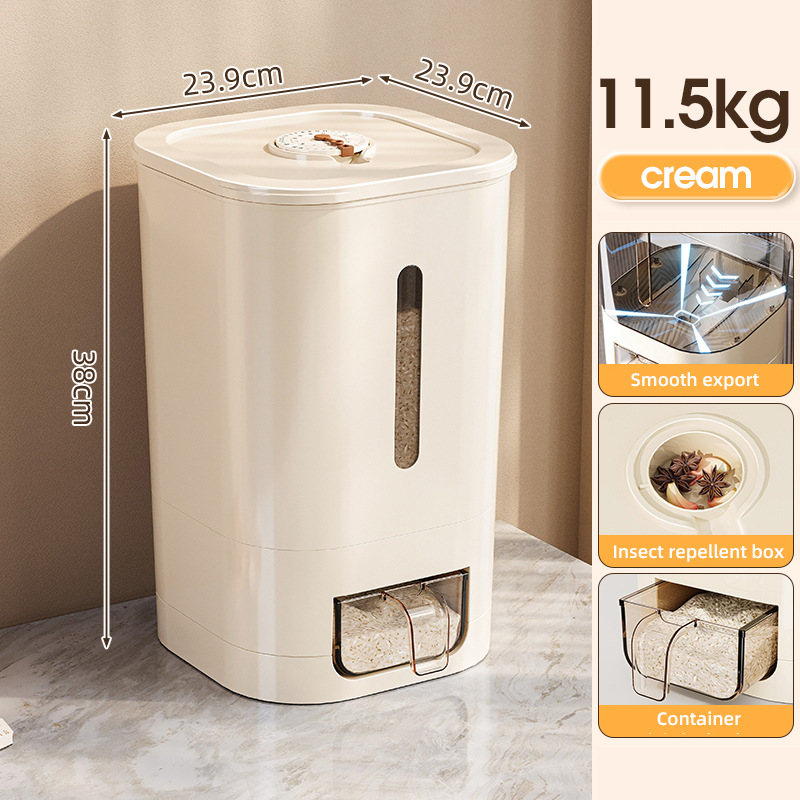 Barril de arroz sellado en el hogar, a prueba de insectos y a prueba de humedad, cubo de almacenamiento de granos, tanque de arroz 2024, nuevo contenedor de almacenamiento de arroz, caja de arroz