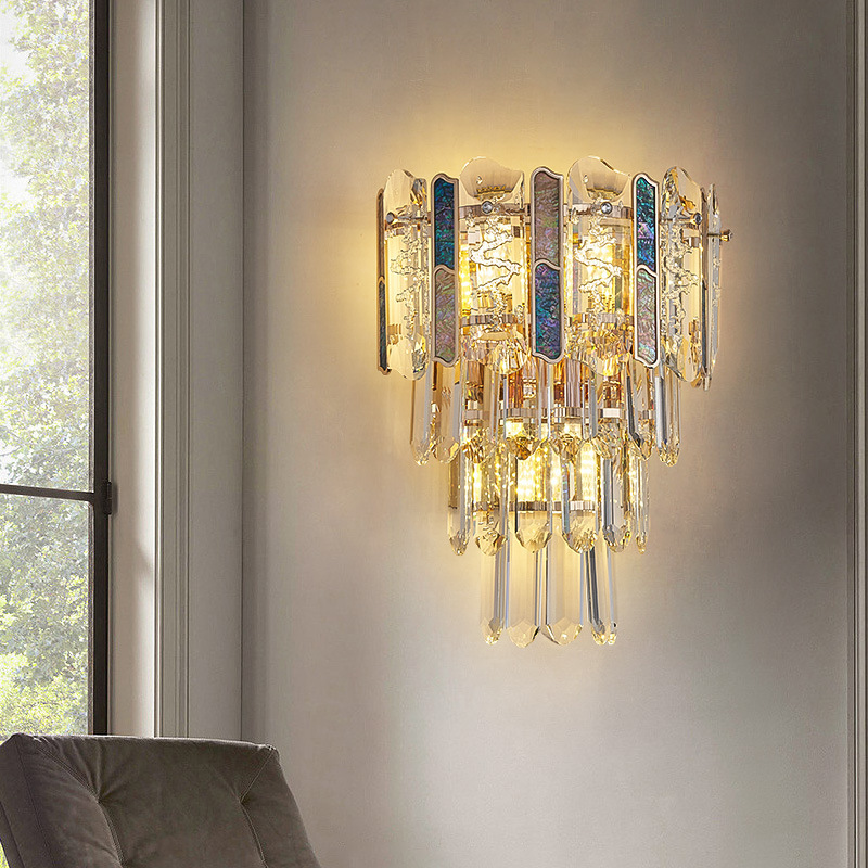 Modern Minimalist Exquisite Crystal Wall Lamp Nordic Light Luxury Living Room Background Wall Corridor Lamp Bedroom Bedside Lamp