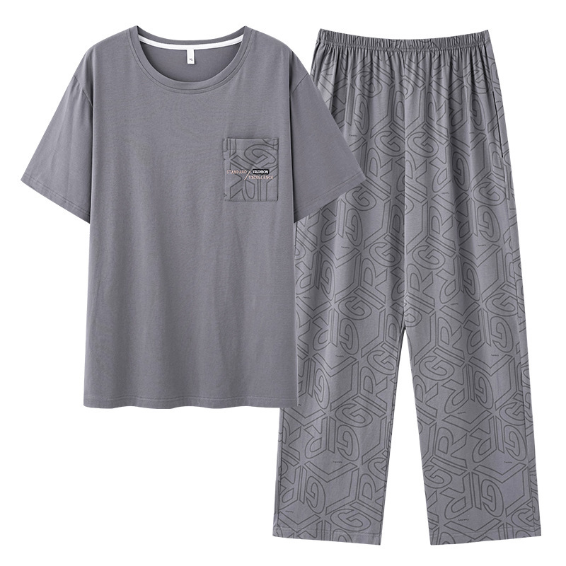 綿100%の男性用パジャマ、夏用の薄手の半袖ズボン、高級スーツ、屋外で着用できる男性用の綿のホーム服|undefined