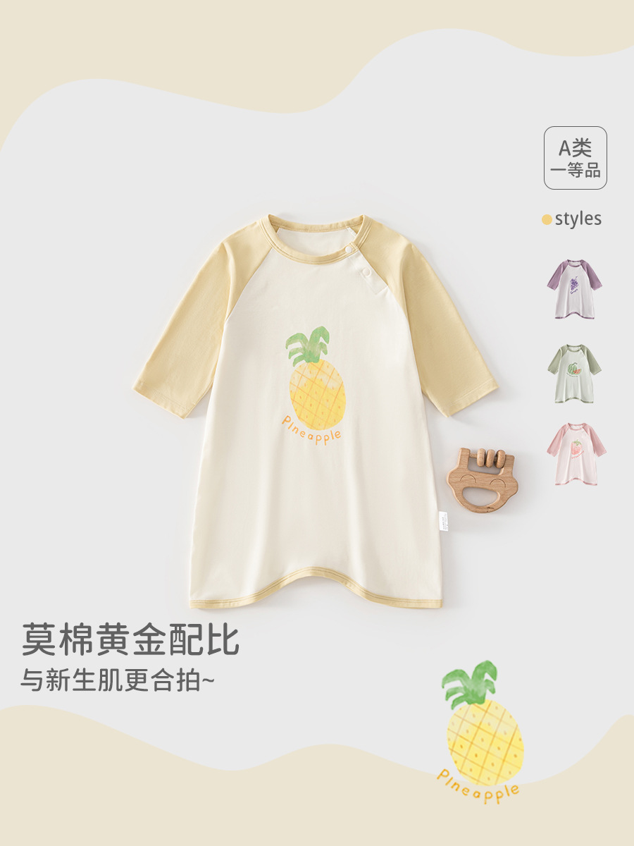 Pijama de bebé algodón ropa de dormir cómoda pijama de frutas de siete brazos pijama de bebé verano