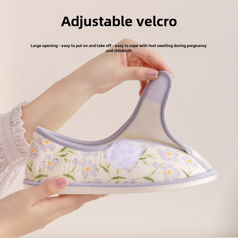 Yuezi Schoenen Tas Hak Postpartum Zomer Dunne Zwangere Vrouwen Schoenen Lente en Herfst Antislip Zachte Bodem Ademend Huishoudelijke Vloer Katoenen Pantoffels f_voghion.com