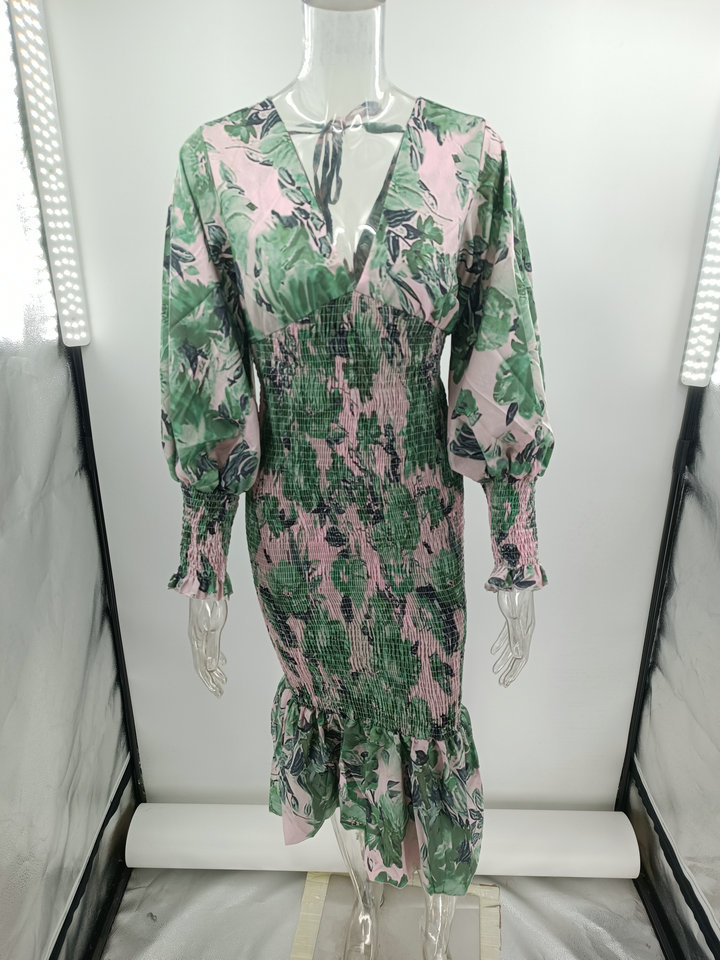 Wholesale Women'S Casual Printing Ditsy Floral Daily V Neck Long Sleeve A-Line Skirt display picture 22