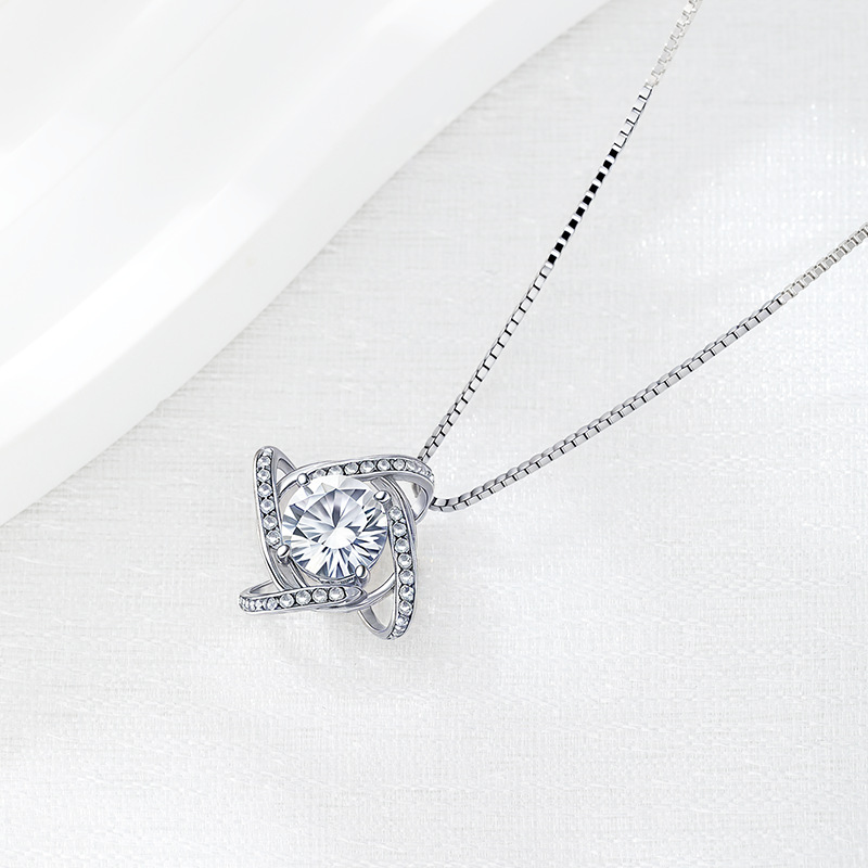 Collar de trébol de cuatro hojas de plata esterlina s925 europeo y americano transfronterizo Amazon moda moda cadena de clavícula colgante de circón de diamantes mujer