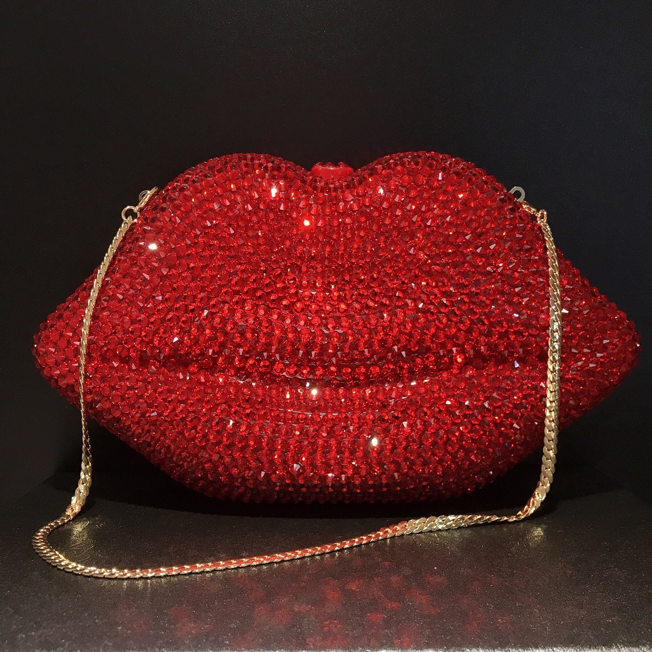 Bolsa de diamantes de labios rojos, bolsa de diamantes de color sólido, bolsas de diamantes de mano, bolsas de embrague de labios