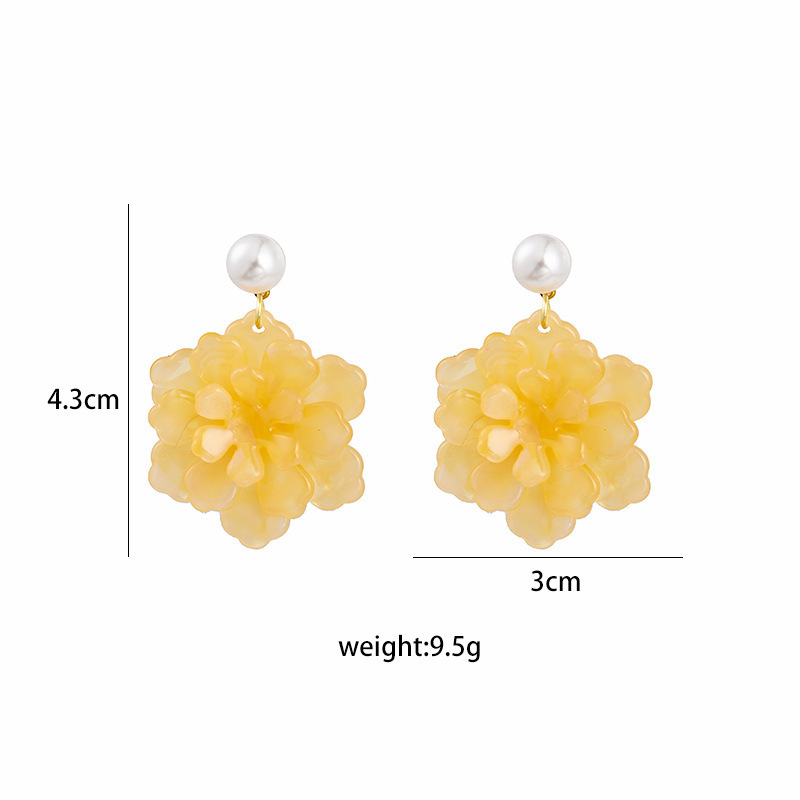 Fashion Flower Acetic Acid Sheets Pearl Earrings 1 Pair display picture 1