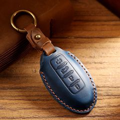 工廠直銷車鑰匙保護套適用於日產真皮純手工製作汽車用品一鍵代發