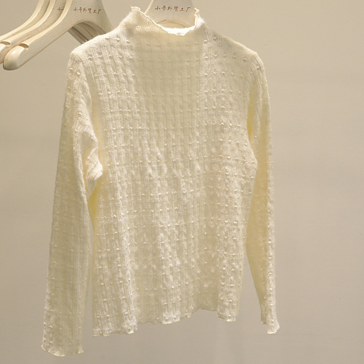 Upper Body Jue Beautiful French Style Half Turtleneck Brushed Lace Shirt Women's Autumn and Winter New Inner Layering Shirt Top