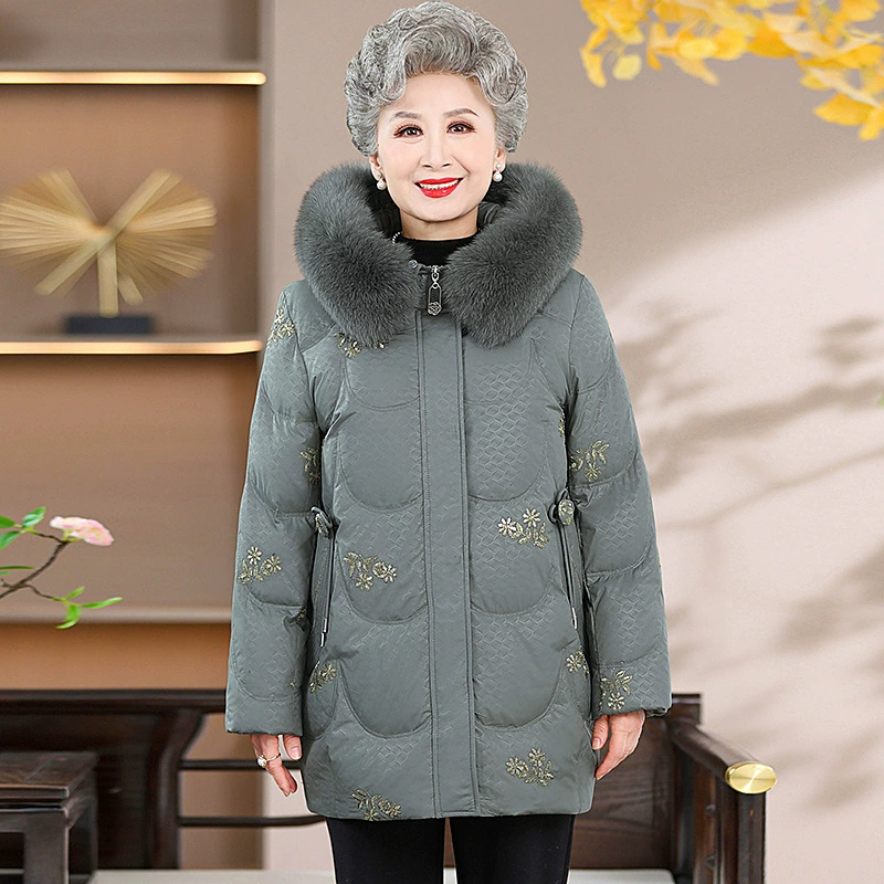 Demi-season down jacket, for middle age, increased thickness, plus size, western style