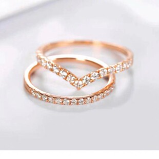 18K������ʯ��ָ ΢����V����荻�����b��ָ�Ʒ�F؛����