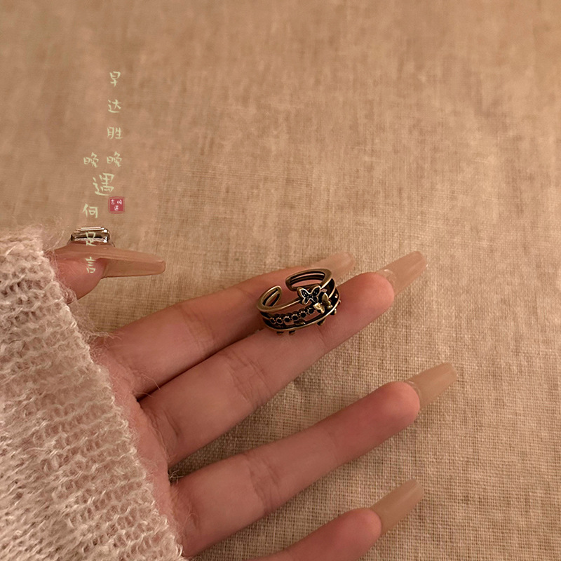 中古ヴィンテージリング女性用オープン調節可能な人差し指リングニッチデザインレトロエスニックスタイルヴィンテージリング|undefined