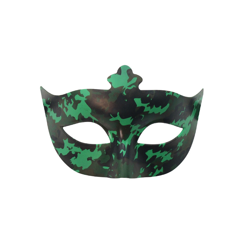 Halloween de alto grado adultos camuflaje máscara de mitad de cara decoración de disfraces de hombre fiesta máscara de cabeza plana de plástico
