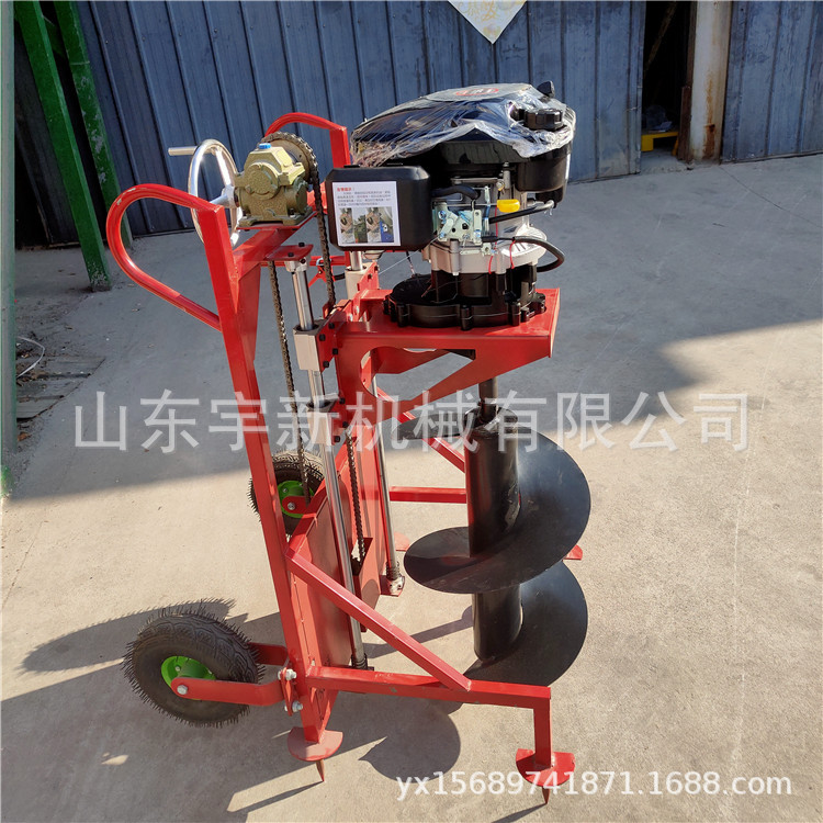 手推带架子挖坑机8马力汽油地钻机 茶园施肥打眼机