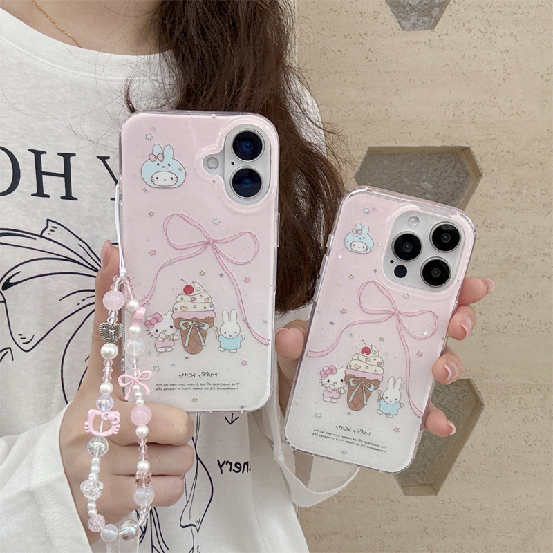 Girl ins brillo helado kt para iPhone16ProMax/15 funda para teléfono móvil Apple 13 cadena 14 nuevo