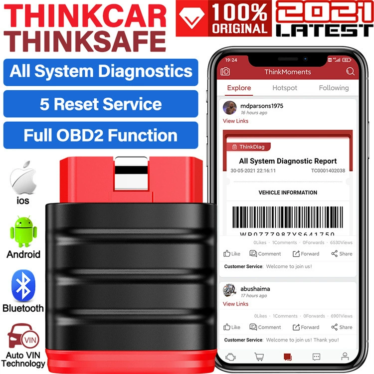 THINKCAR Thinksafe OBD2 полный системный диагностический инструмент для обслуживания масла электронный ручной тормоз сброс