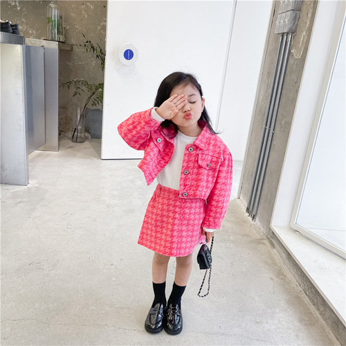 Princess Set for Girls  Spring and Autumn Korean Version for Young Children - Child Bubble Sleeve Denim Jacket Outerwear Short Skirt Two-Piece Set