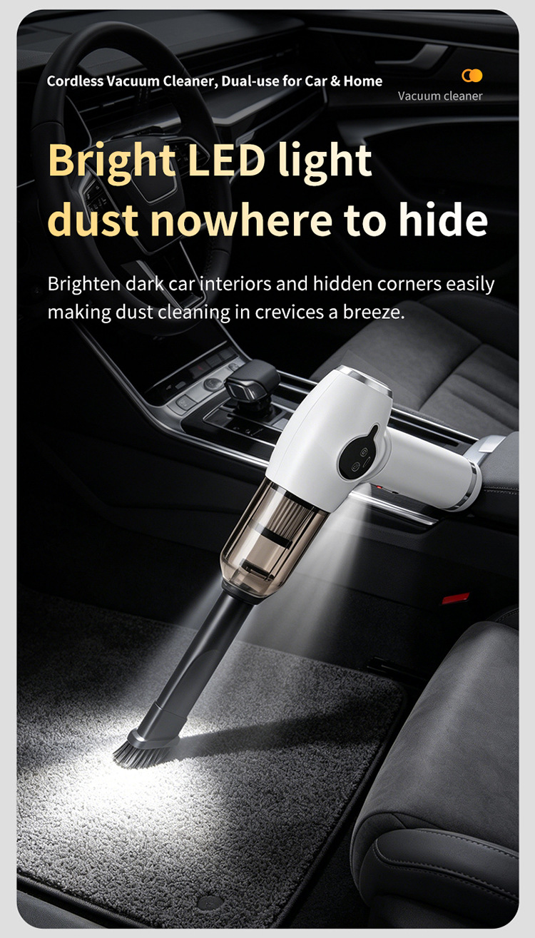 Car-mounted vacuum cleaner for cross-border use, long-lasting battery life, convenient cleaning and dust removal device, rechargeable handheld vacuum cleaner for home and car use