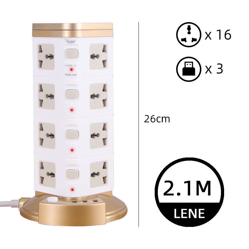 Tuhao oro de oficina portátil vertical 3 USB PD dos capas tres capas cuatro capas enchufe de torre