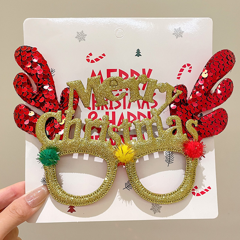 Nuevo marco de gafas de plástico feliz navidad para adultos y niños fiesta de disfraces accesorios de Navidad al por mayor