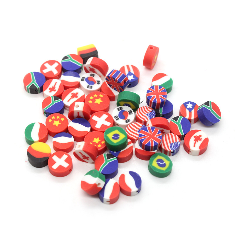 Cuentas de cerámica suave DIY, caras sonrientes, sueltas para pulseras y collares