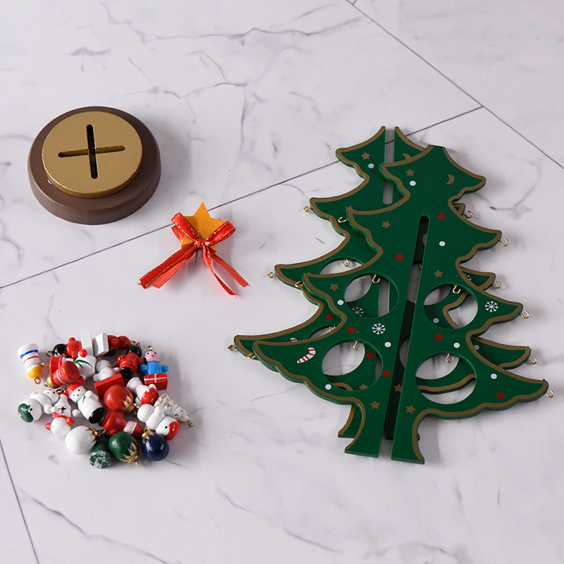 Decoración del hogar escritorio micro paisaje árbol de Navidad simple combinación de Navidad artesanía de madera hecha a mano Spot transfronterizo
