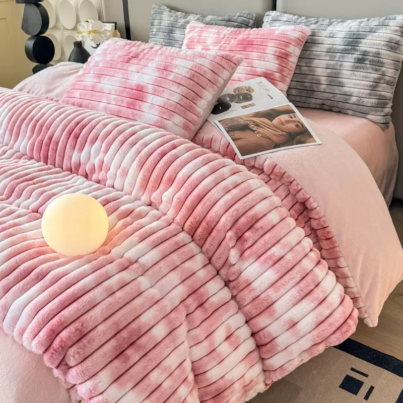 冬季新款牛奶绒被套保暖双面加厚四件套法莱绒床单三件套单双人被