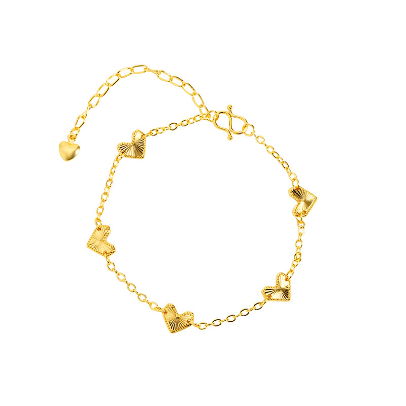 Nuevos productos vietnamitas pulseras de oro de arena coreana luz lujosa láser amor pulseras de moda mujer no se desvanecen joyas de mano al por mayor