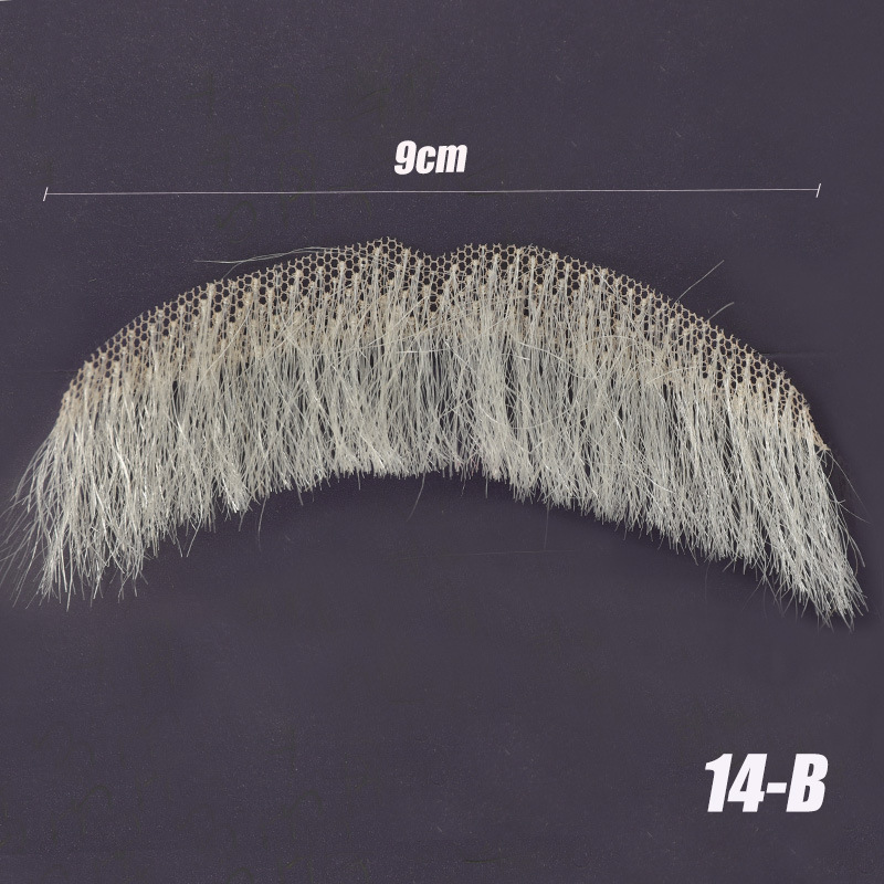 Barba falsa transfronteriza, barba falsa tejida a mano completa, cabello real sin costuras para hombres, cejas falsas, cuernos falsos, accesorios de cine y televisión