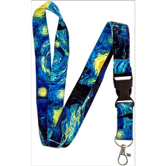 Amazon Cross-border Bestseller Starry Sky Lanyard ID Strap 1.5CM Pendant Metal Clip for Keychain and Mobile