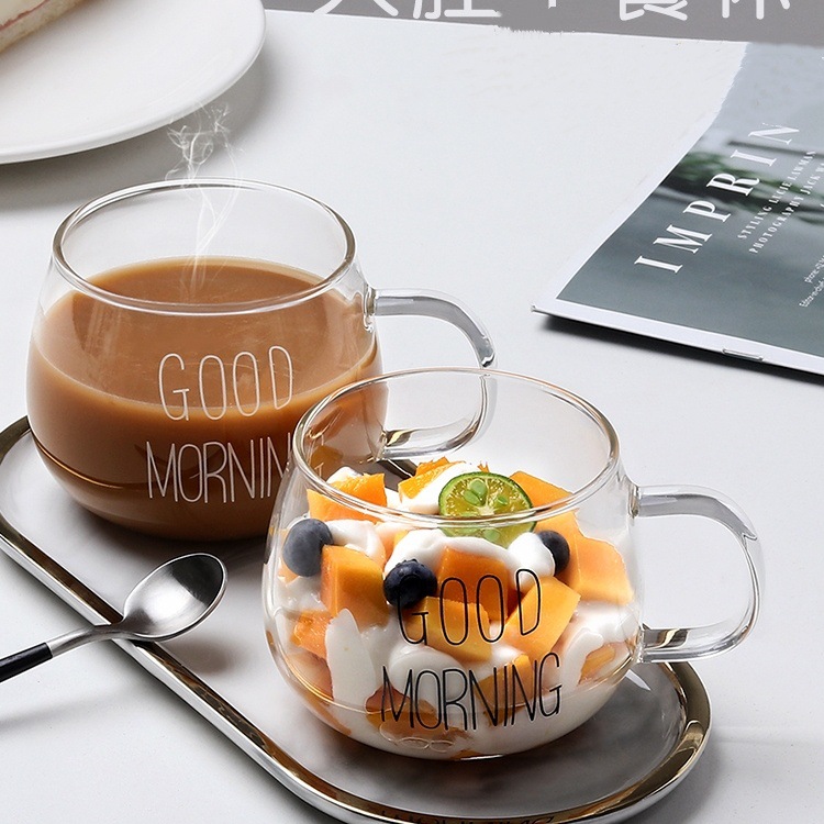 Large Borosilicate Glass Milk Oatmeal Mug Temperature Resistant_voghion.com