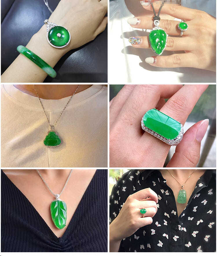 Mặt dây chuyền ngọc bích xanh dương hình quả bầu khảm bạc có giấy chứng nhận chi tiết 9