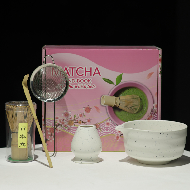 MATCHA跨境专供多款新品陶瓷5件套抹茶碗带嘴宋代点茶茶筅工具套|undefined