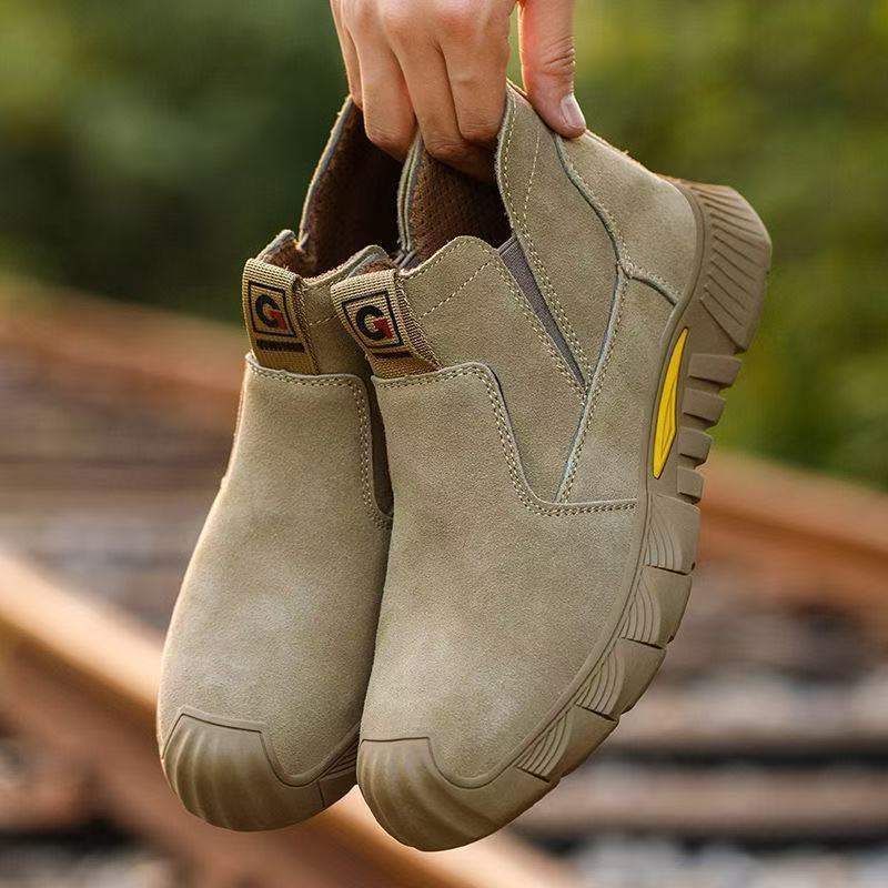 Summer Labor Protection Shoes for Men, High-Top Anti-Smash and Anti-Puncture Steel-Toe Cowhide Welder Anti-Spark Lightweight Soft-Soled Work Shoes Summer Labor Protection Shoes for Men, High-Top Anti-Smash and Anti-Puncture Steel-Toe Cowhide Welder Anti-Spark Lightweight Soft-Soled Work Shoes