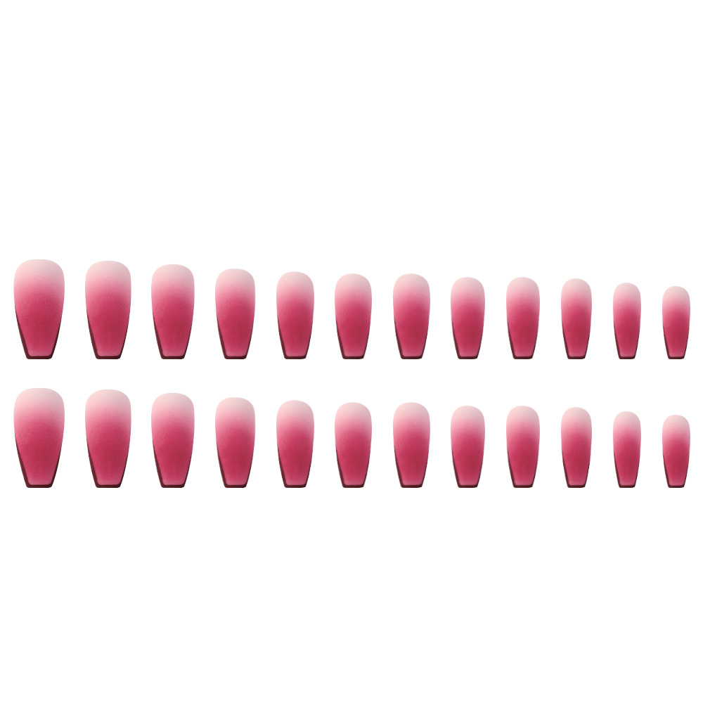 Comercio exterior gradiente francés esmerilado desgaste de uñas temperamento rosa 24 piezas de uñas falsas europeas al por mayor
