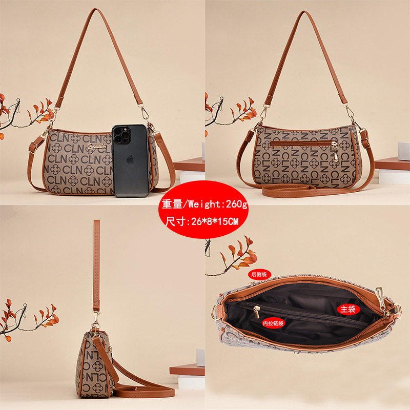 Bolsos, bolsos para las axilas, bolsos de hombro tipo bandolera para mujer, bolsos de mamá de moda, bolsos de mujer Guangzhou Onoda, simples y versátiles