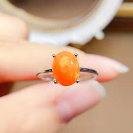 跨境天然火欧泊戒指女配饰小众高级感925银饰7*9时尚工厂直销