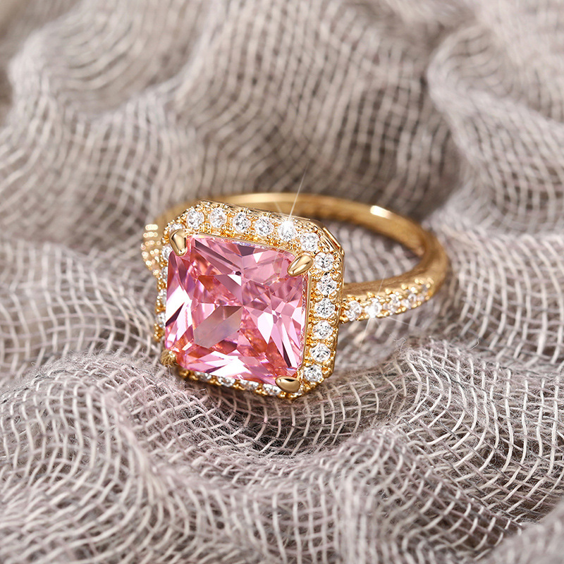11g Weight Zircon Inlay Material Rings, Earrings, Necklace Classification Daily, Street Occasion Copper Material Square Pattern Women's Gender Inlay Design Shiny Style Shiny Square Copper Inlay Zircon Rings Earrings Necklace 4