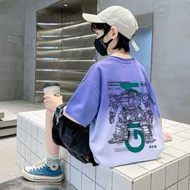 现货户外童装儿童短袖t恤夏季新款渐变男童薄款上衣儿童纯棉衣服