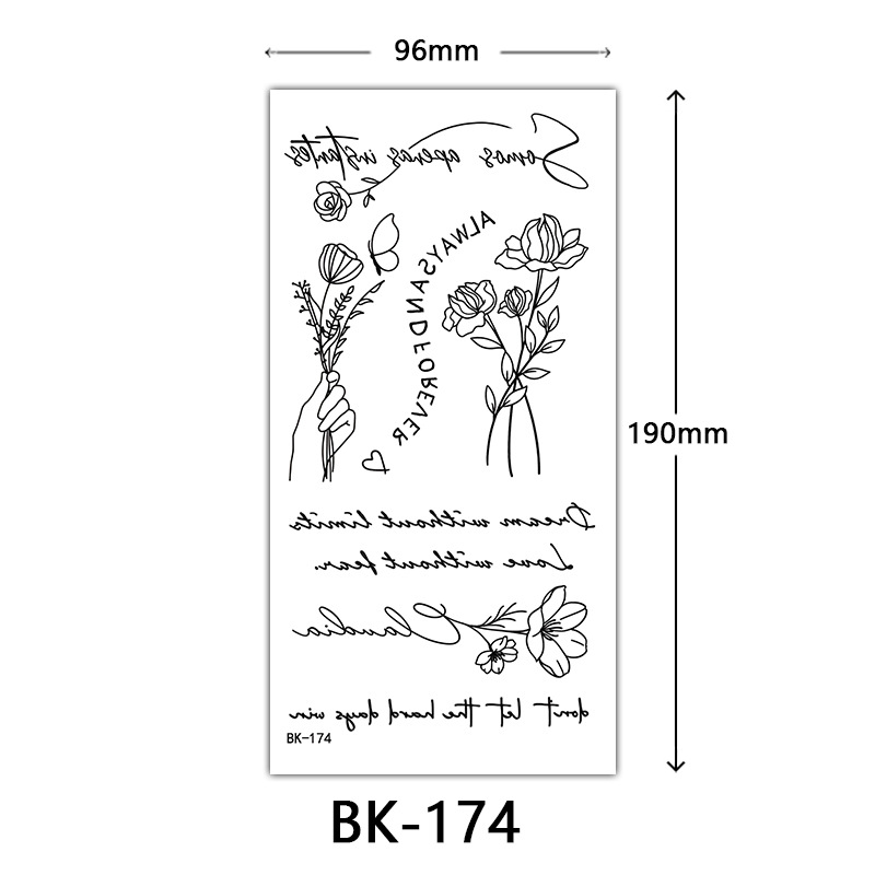 Tatuaje Temporal de Flores Boceto de Papel de Transferencia al Agua, Impresión por Transferencia de Agua, para Cuerpo image 180