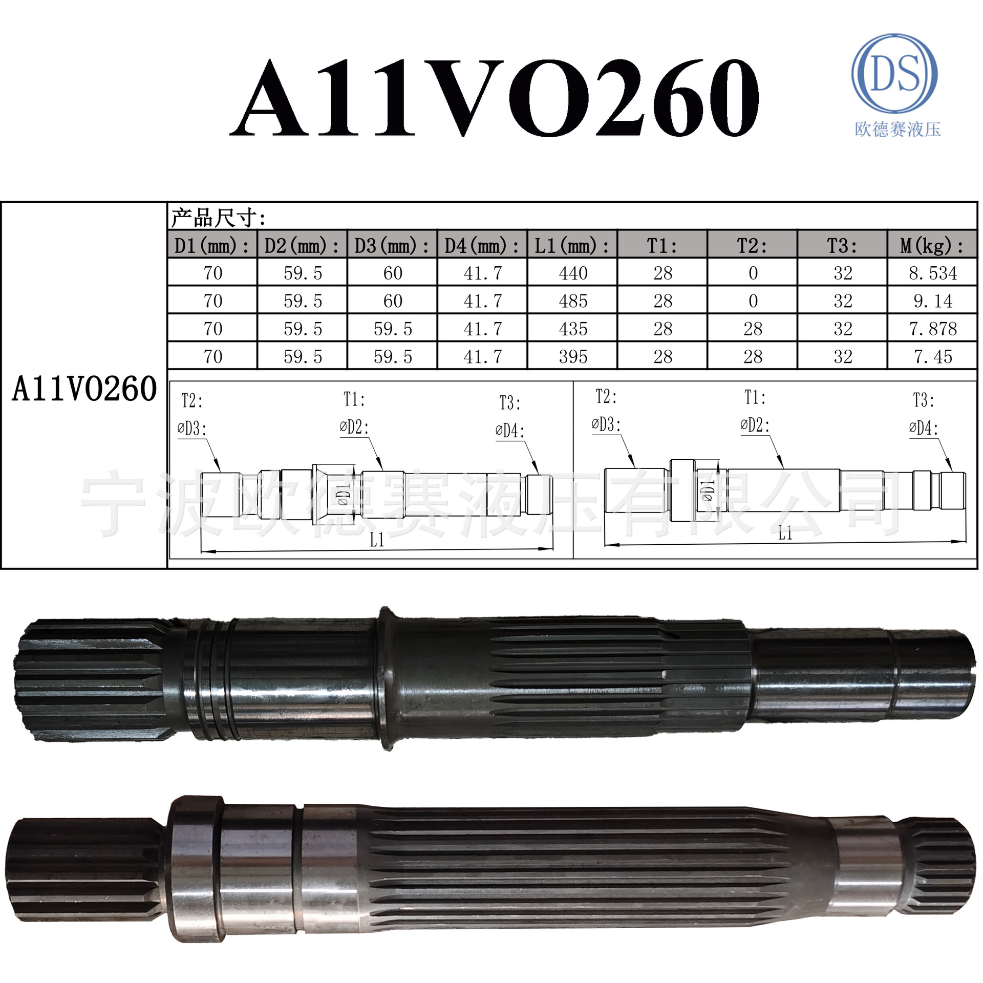 厂家直供 现货 A11VO系列液压泵配件 主轴 适用于A11VO260液压泵