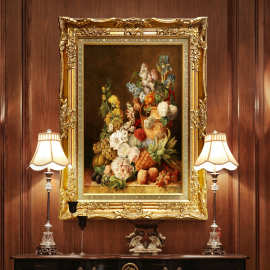 欧式油画古典静物水果花装饰画卉玄关过道餐厅壁画背景墙挂画