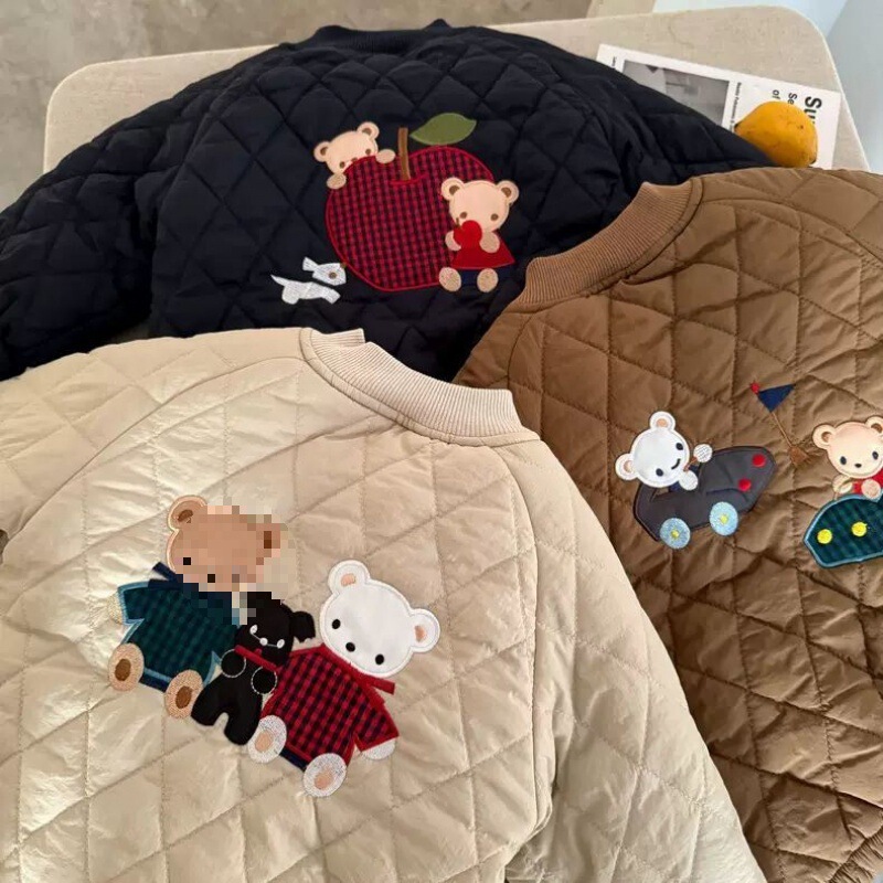 Fleece-Lined and Thickened ~ Children's Cotton Coat for Autumn and Winter 2025, Cartoon Cotton Coat for Boys and Girls, Baby Embroidered Cotton Jacket, Durable