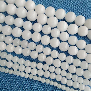 批发玉器新疆白玉金丝玉圆珠DIY手串项链圆珠散珠饰品珠