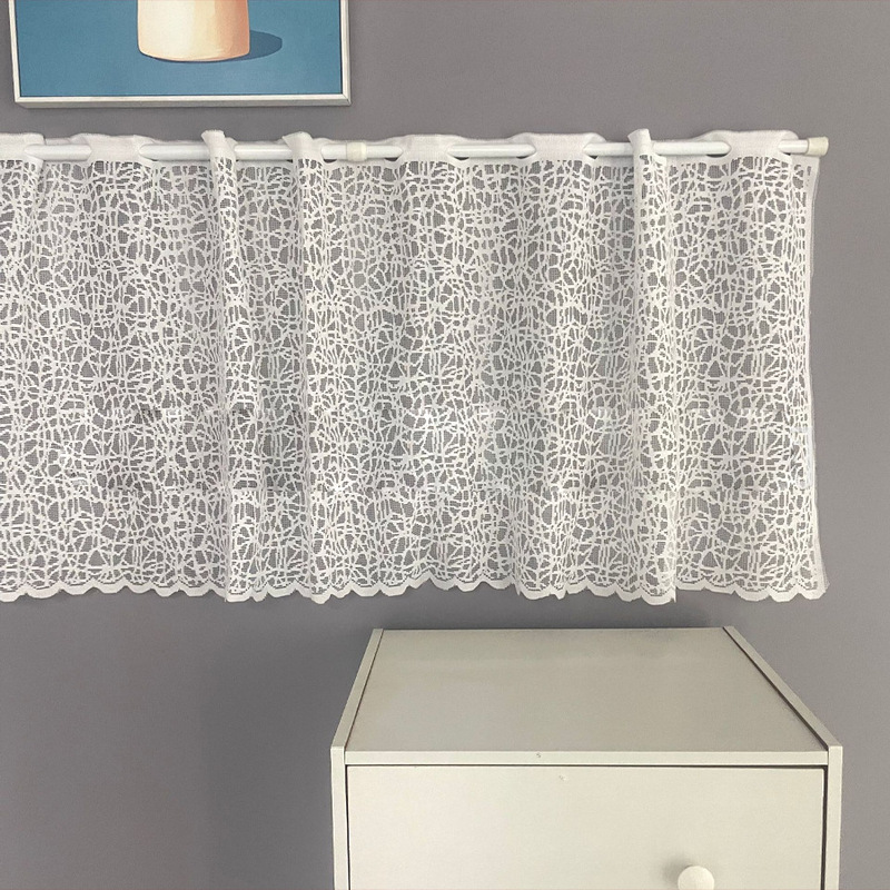 1Pc Hollow Lace Short Curtain for Door, Bookshelf, Half Curtain, Small Half Curtain, Pastoral Style, Lace, No Need to Sew 1Pc Hollow Lace Short Curtain for Door, Bookshelf, Half Curtain, Small Half Curtain, Pastoral Style, Lace, No Need to Sew