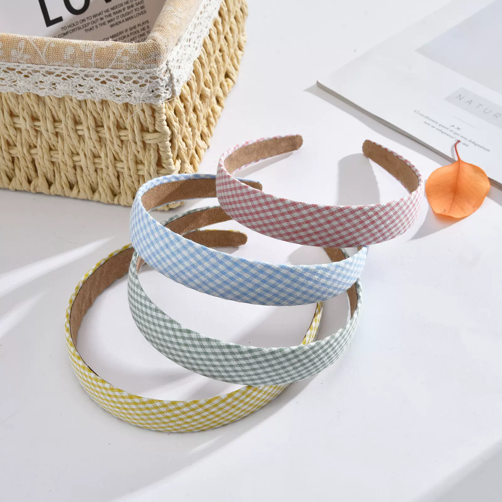 韩国ins新款简约格纹宽边发箍批发小清新超仙甜美少女发卡发饰女