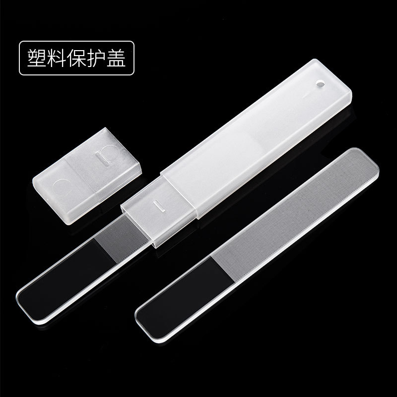 透明玻璃指甲搓条 修甲形打磨挫条盒装 美甲磨砂条抛光亮甲条现货