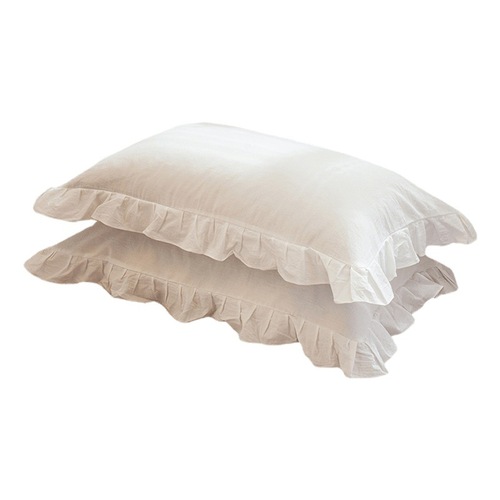 Bulk 100% Cotton Pillowcases Set of 2 Ins Pure Cotton Pillow Cover with Edge Trim Zipper Single Pillowcase 48x74cm